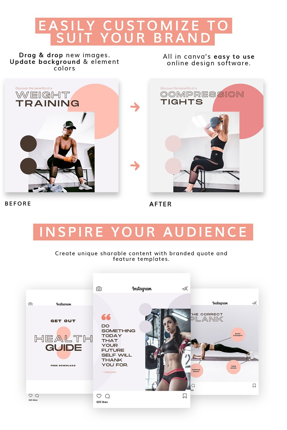 Fitness story templates of pinterest.