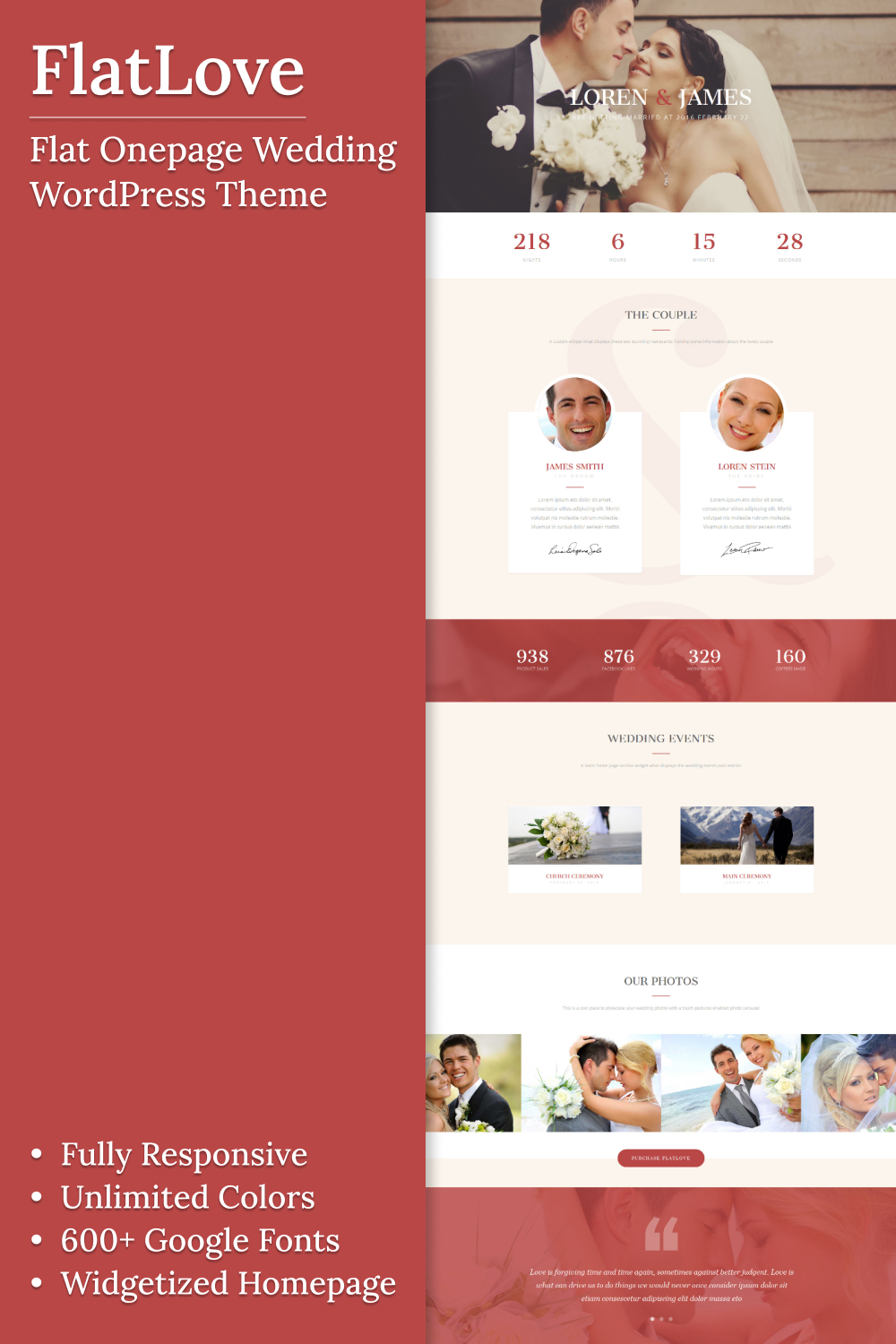 Illustrations flatlove flat onepage wedding wordpress theme of pinterest.