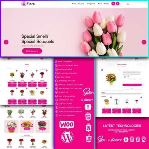 3D effects of Flora - Flower Shop WooCommerce WordPress Theme.