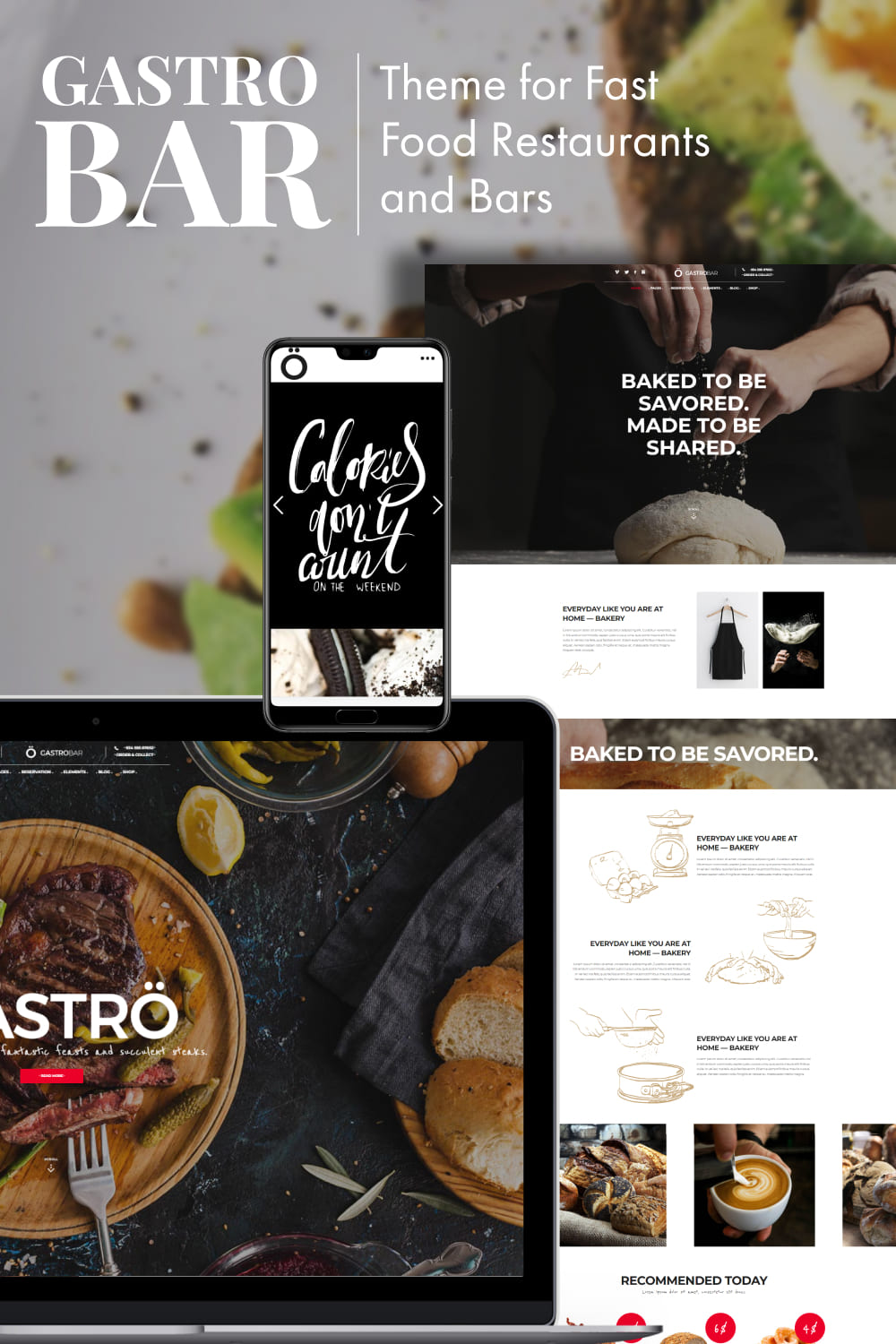 Preview GastroBar - Theme for Fast Food Restaurants and Bars on the mobile.