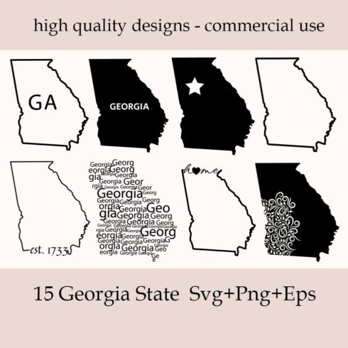 Illustrations with georgia state svg cut file.