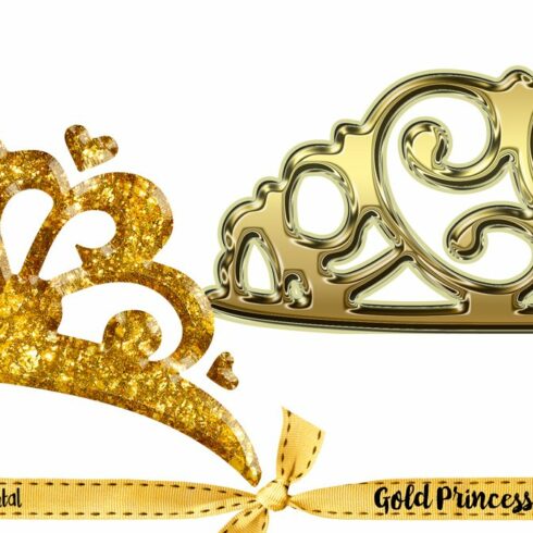 Gold princess crowns on white colors.