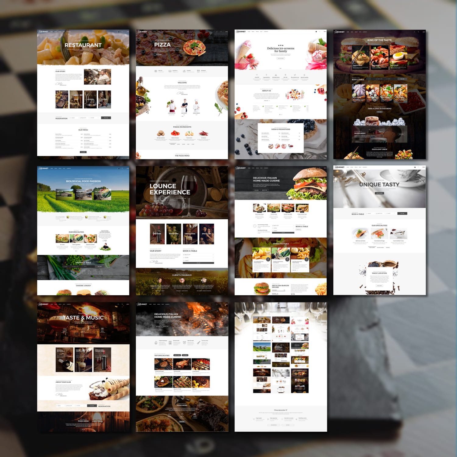 Many slides of the Gourmet restaurant and food theme.