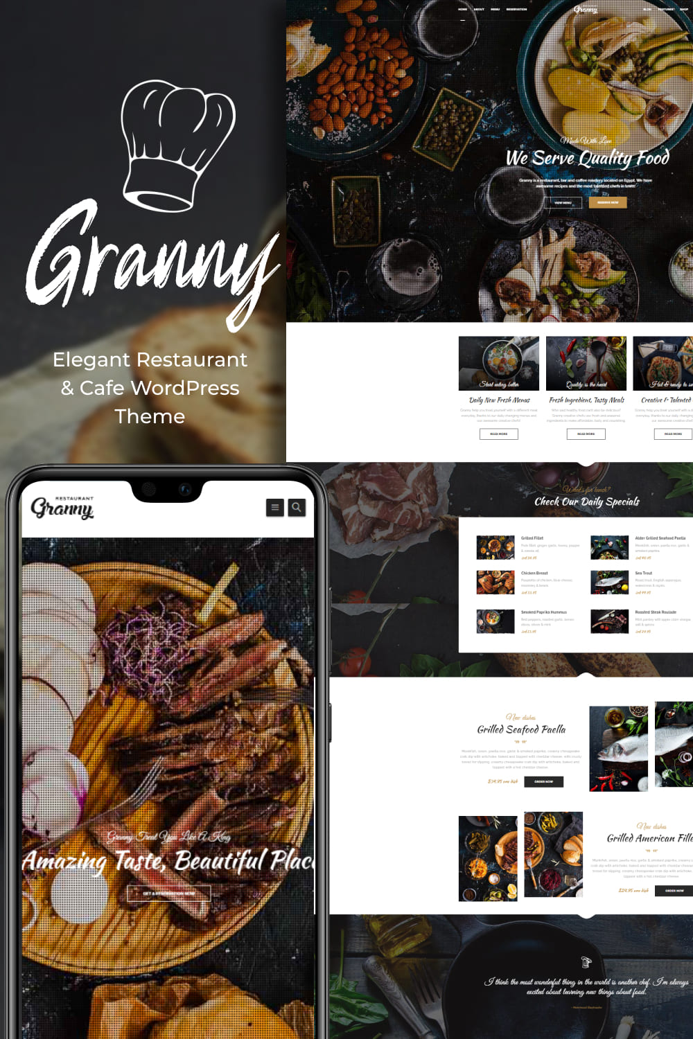 Check our daily specials of the Granny - Elegant Restaurant & Cafe WordPress Theme.