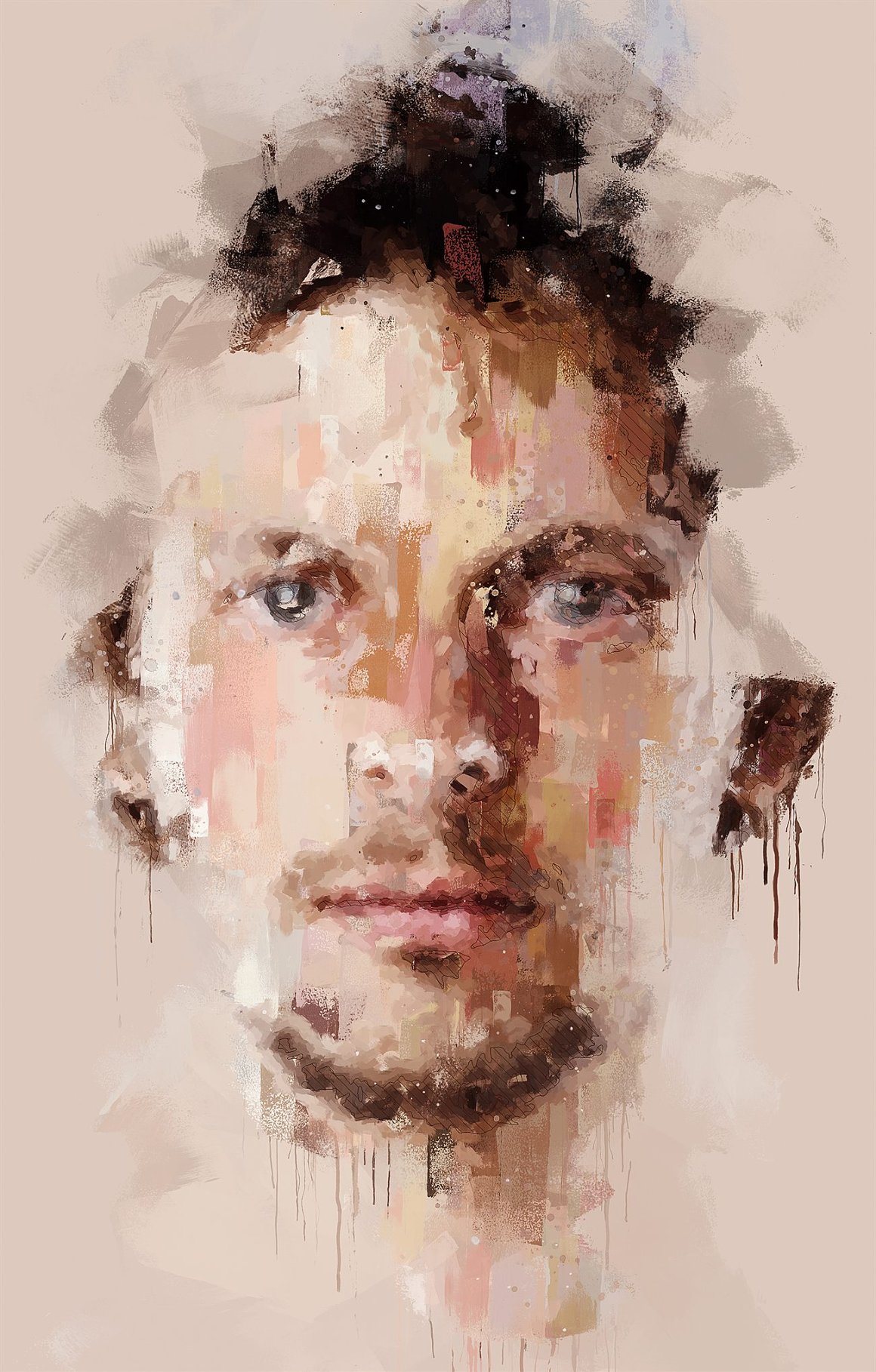 A man's face using a filter.