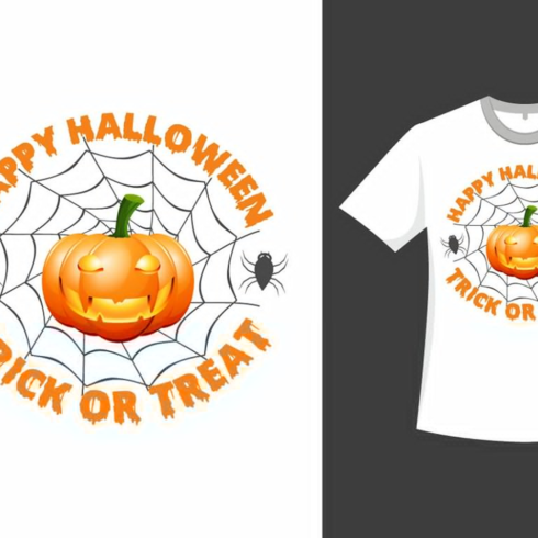 Images preview halloween fashionable t-shirt design.