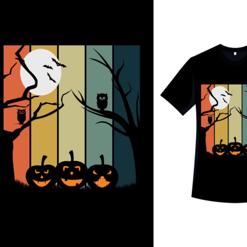 Images preview halloween retro pumpkin t shirt art.