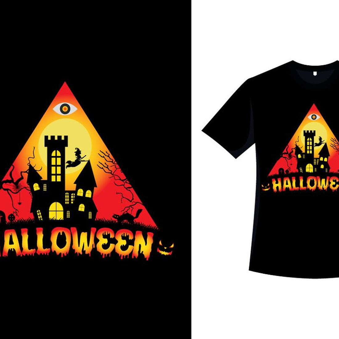 Im,ages preview halloween scary triangle t-shirt.