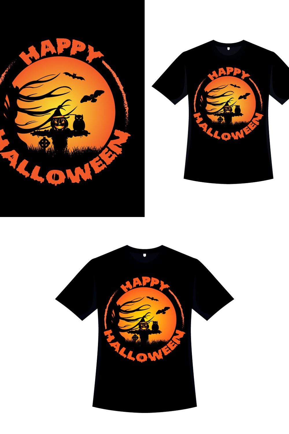 Happy halloween scary t shirt design of pinterest.