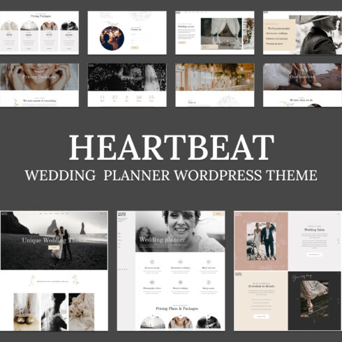 Images with heartbeat wedding and event planner wordpress theme.