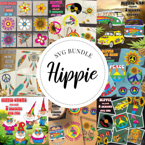 Preview hippie svg bundle.
