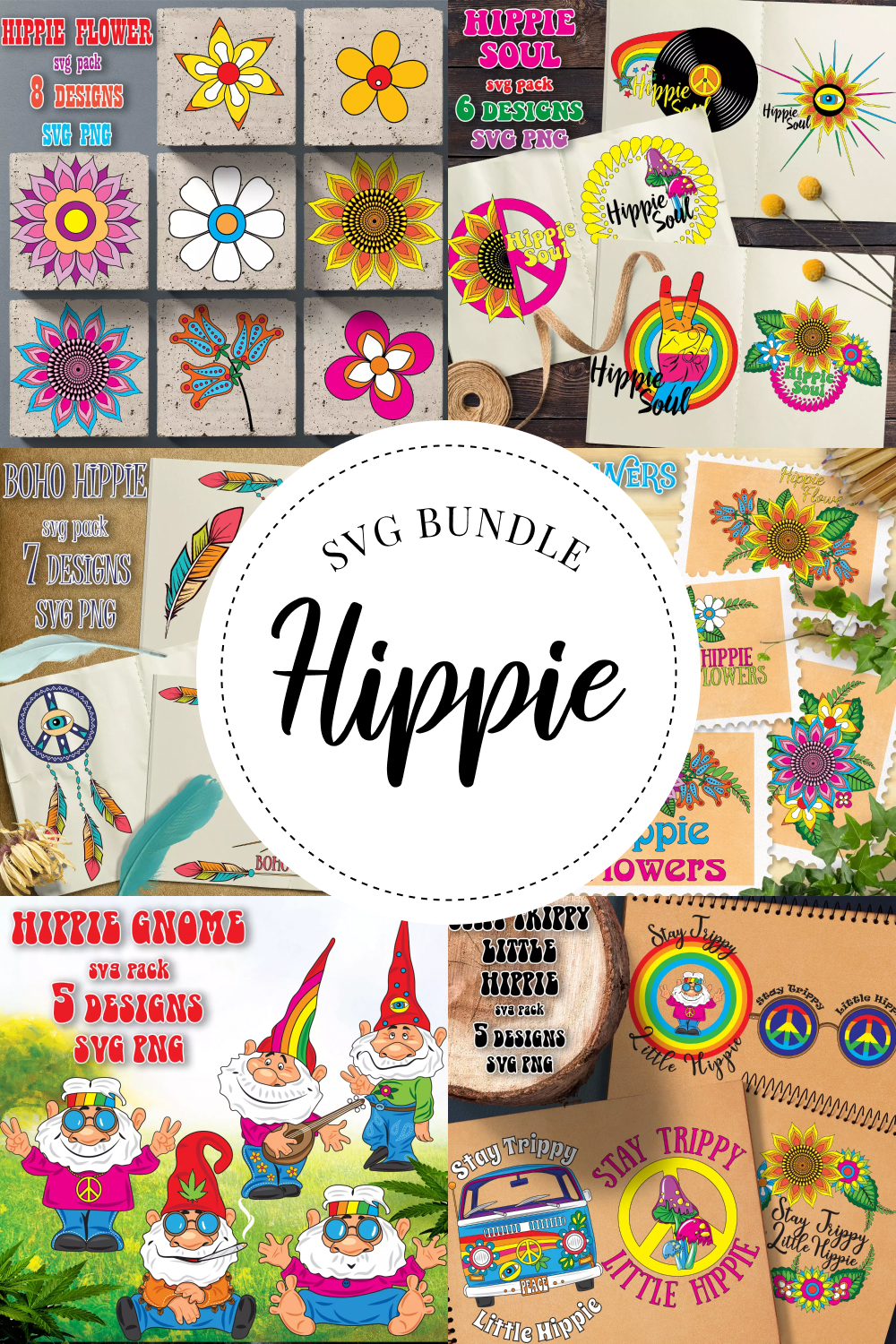 Illustrations hippie svg bundle of pinterest.
