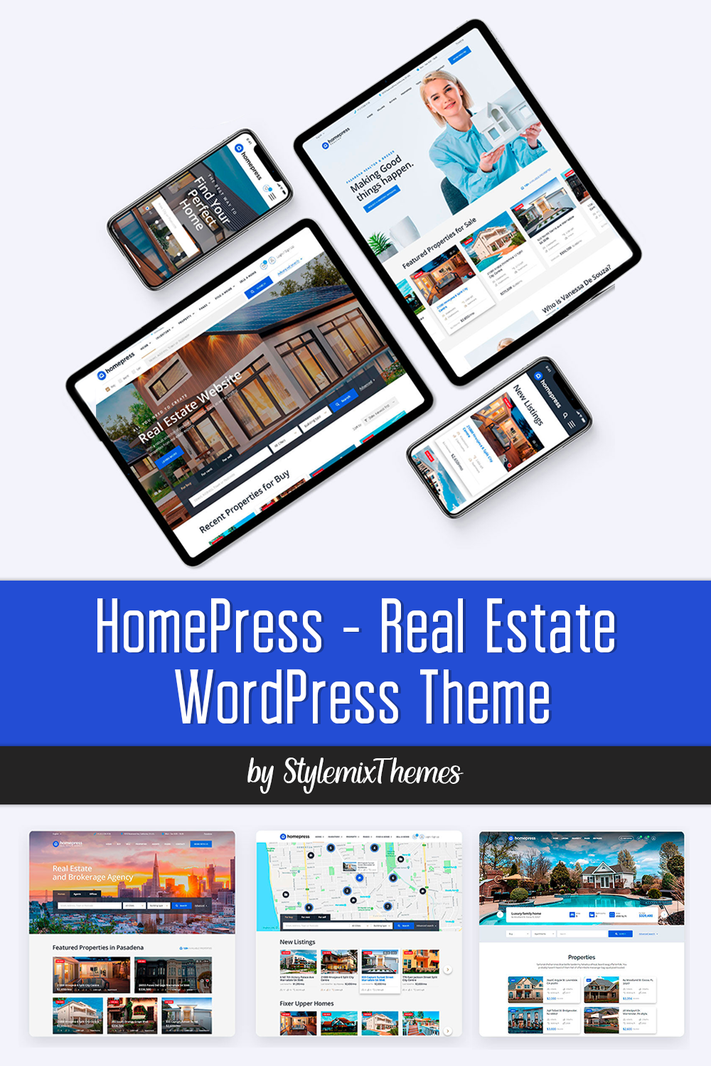 Illustrations of homepress real estate wordpress theme pinterest.
