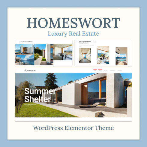 Preview images homeswort luxury real estate wordpress elementor theme.