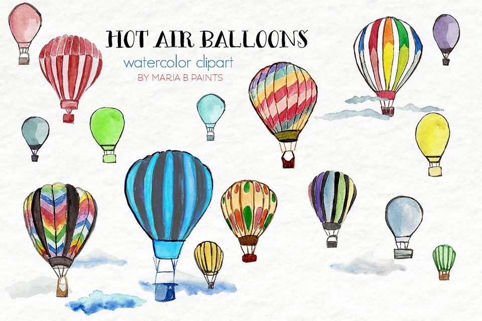 Hot air balloons title art.