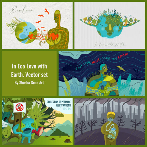 Images iwth in eco love with earth. vector set.