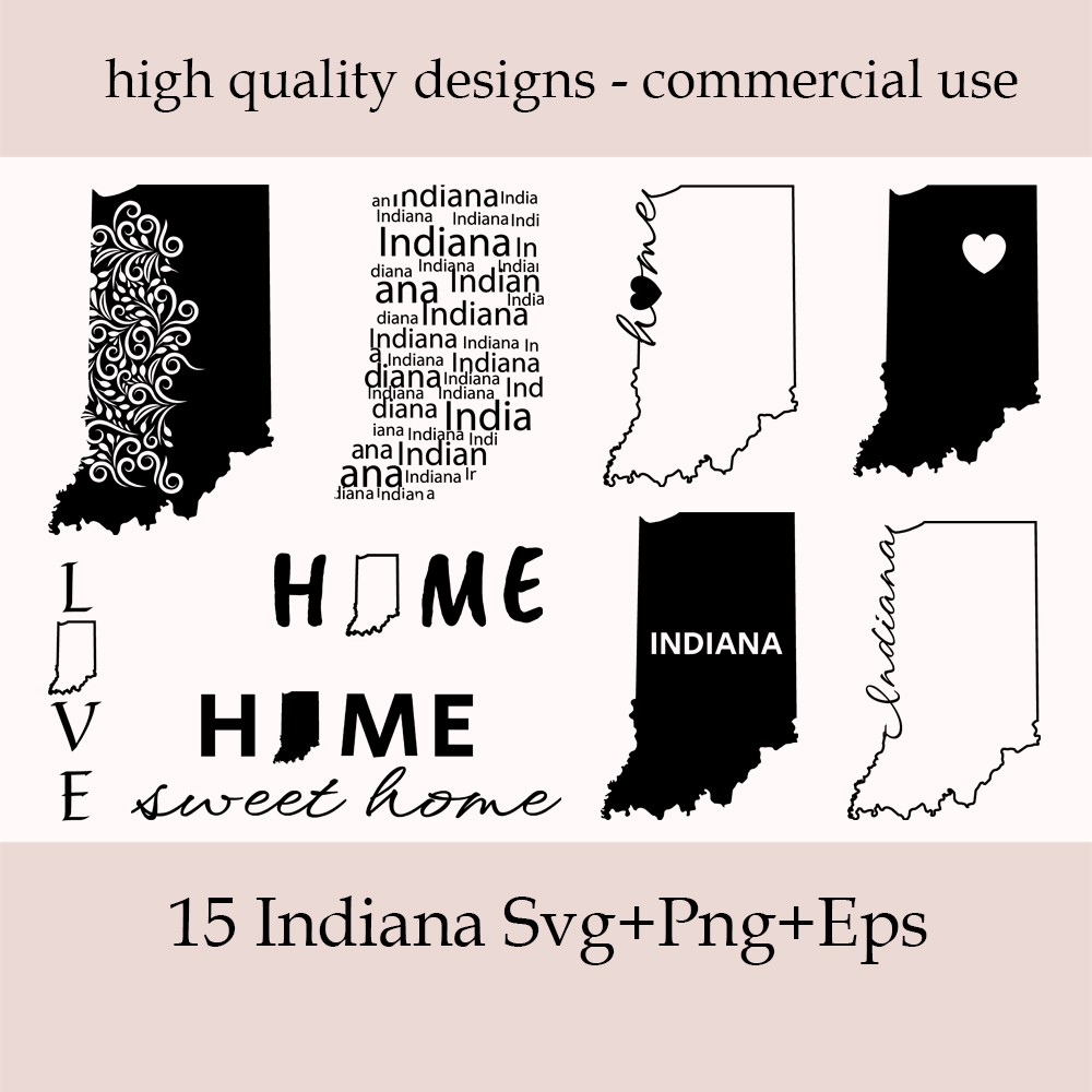 Images preview indiana state svg bundle.