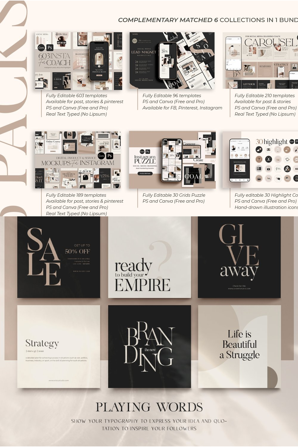 Illustrations instagram coach bundle canva of pinterest.