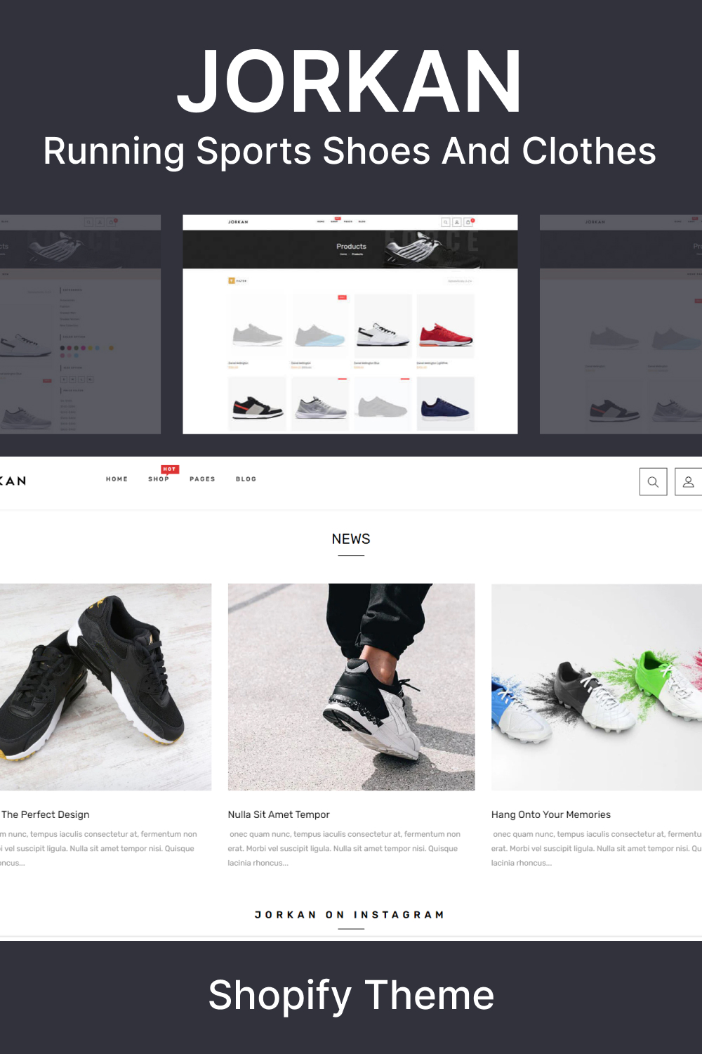 Pinterest illustrations of jorkan running sports shoes clothes shopify theme.