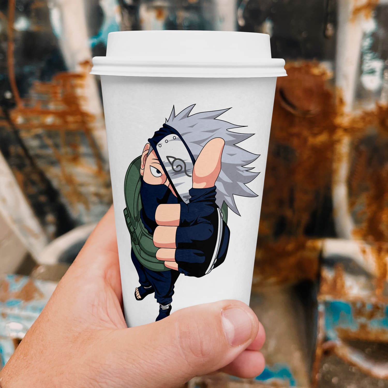 Kakashi SVG pack on the cup of coffee.