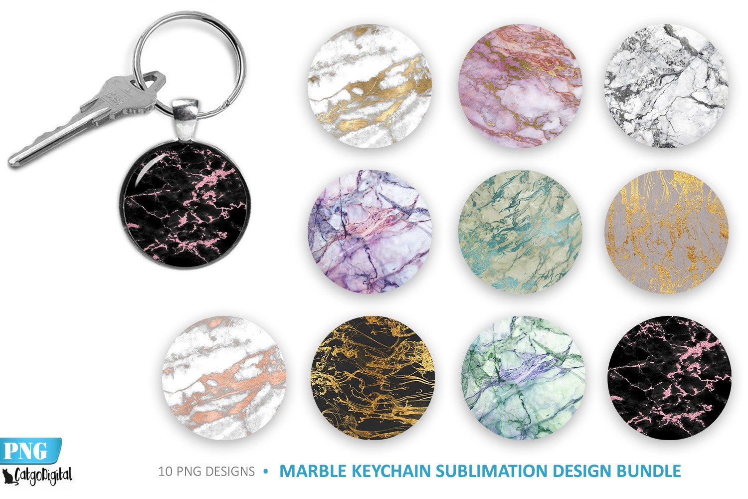 Round Keychain PNG Abstract Sublimation Bundle Sublimation 
