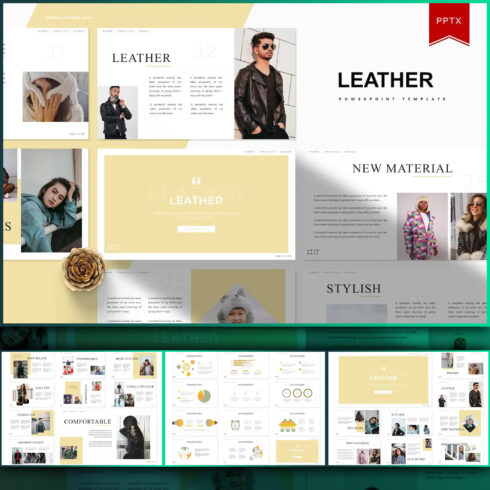 Images preview leather powerpoint template.