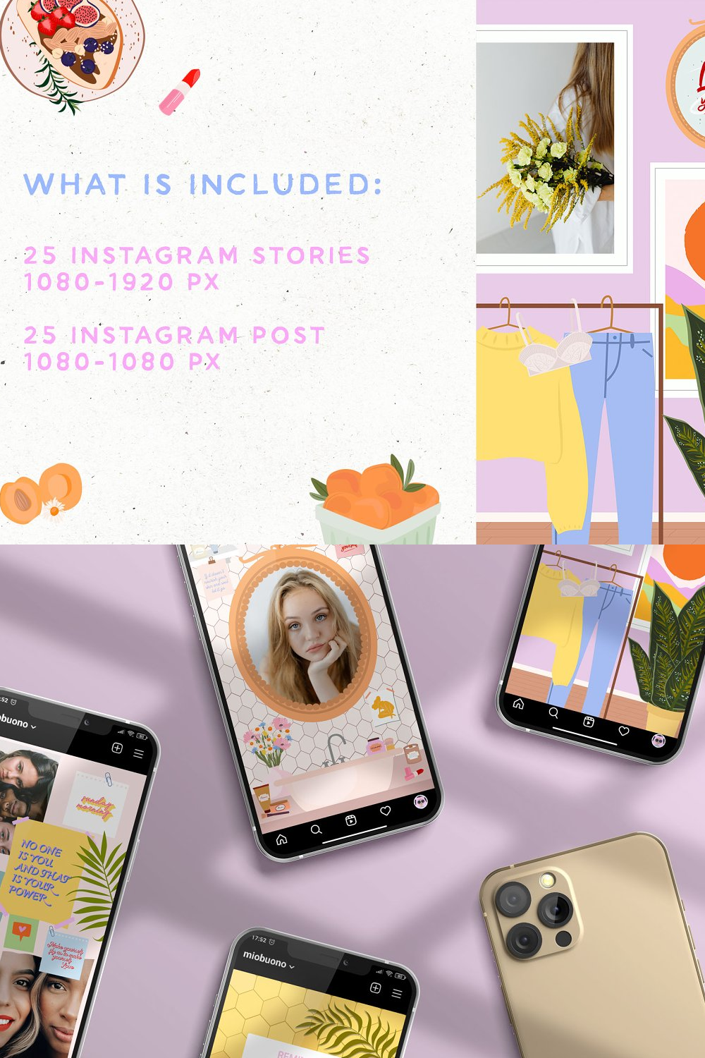 Illustrations lifestyle instagram template of pinterest.