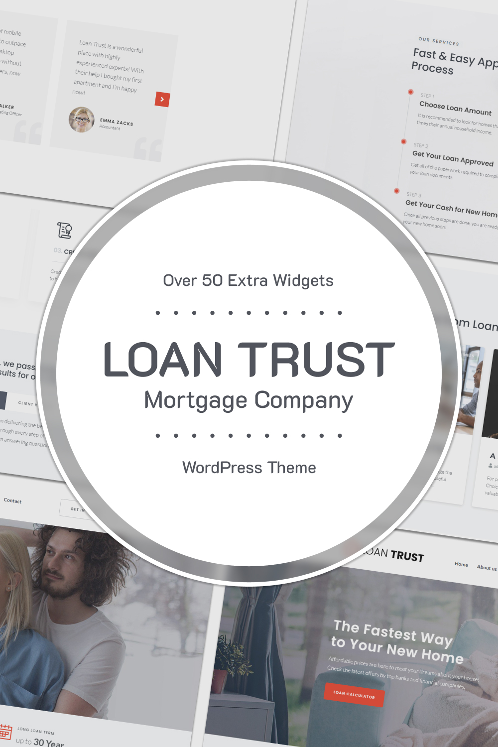 Pinterest illustrations of loan trust mortgage company wordpress elementor theme.