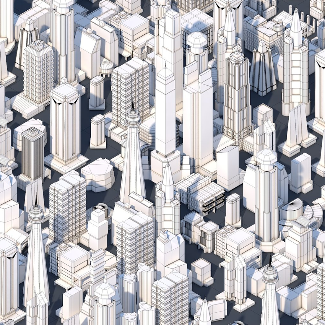 Images preview low poly city buildings.