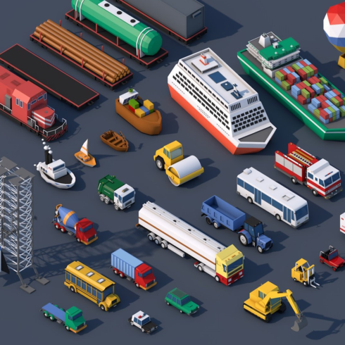 Images preview low poly city mega pack.