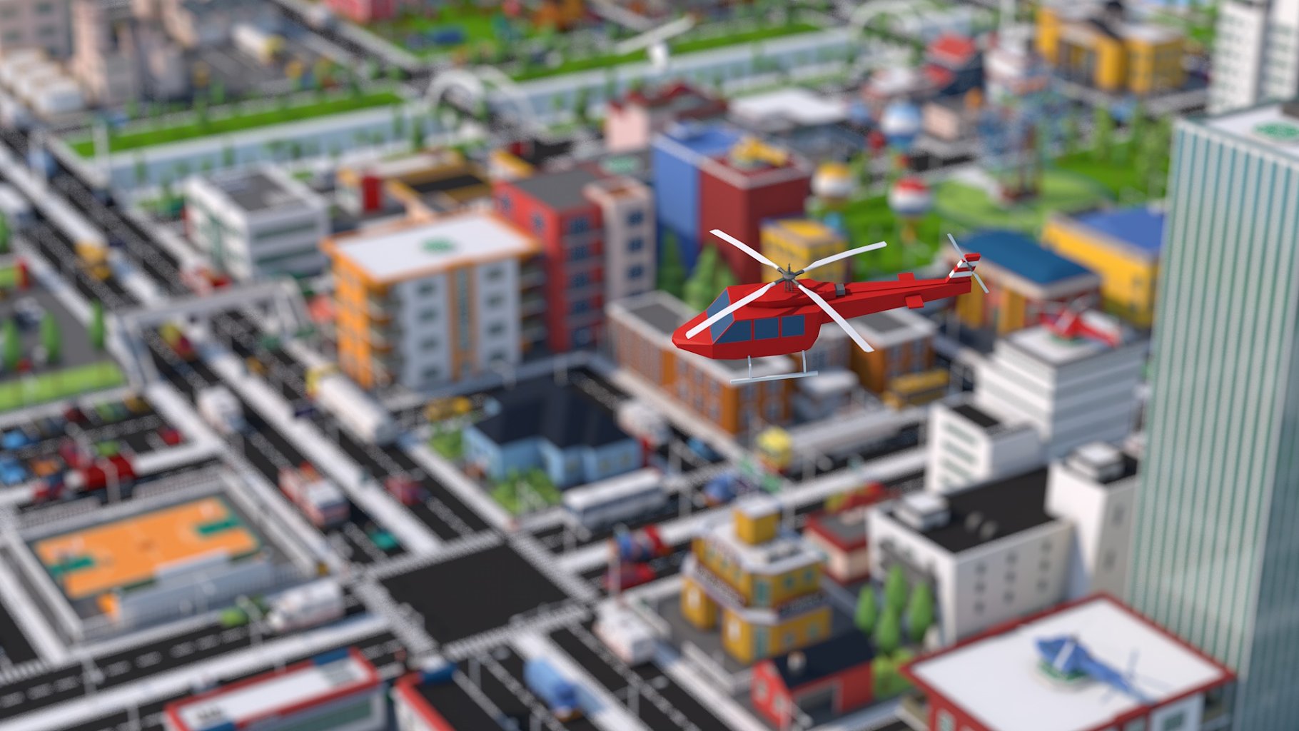 A picture of a helicopter in red.