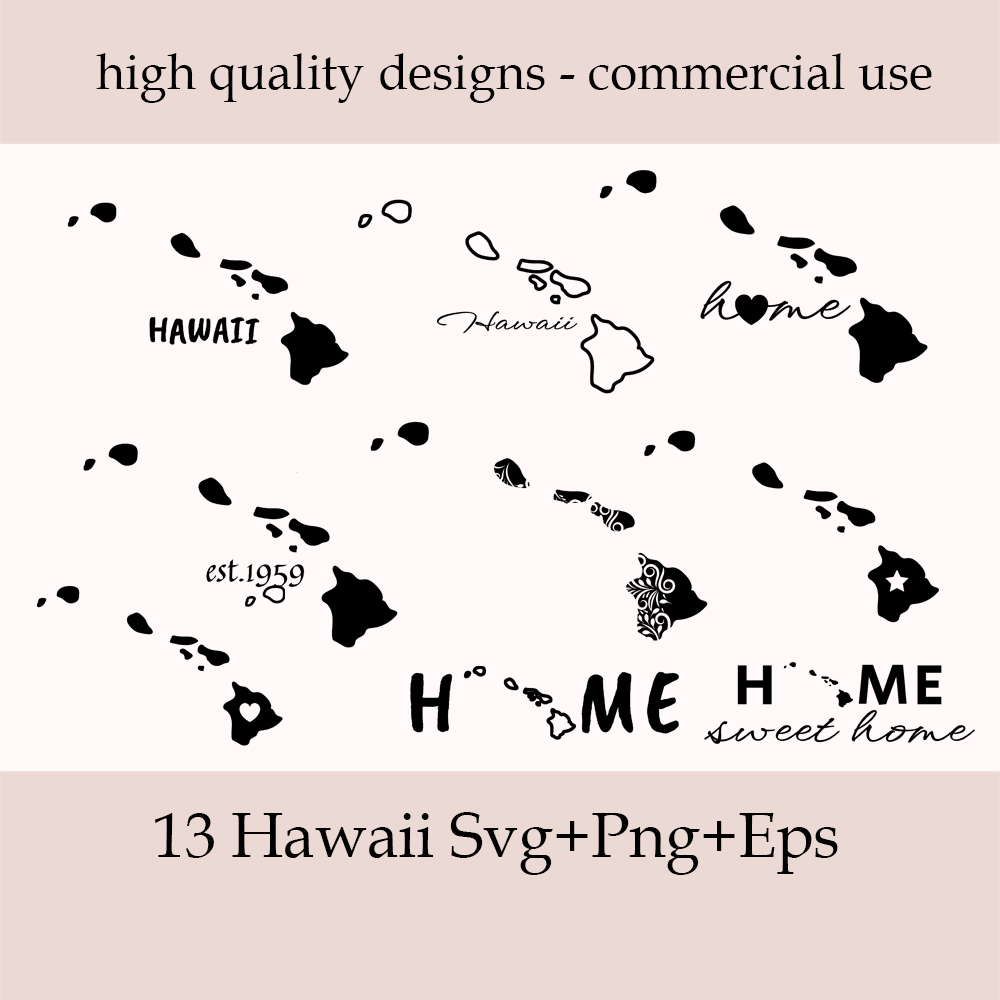 Illustrations with hawaii state svg cut file.