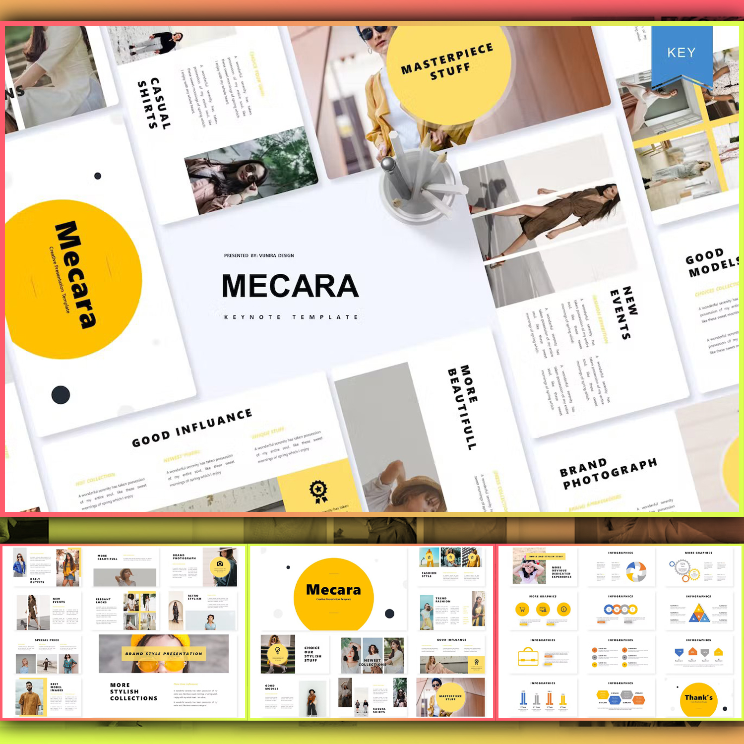 Images preview mecara keynote template.