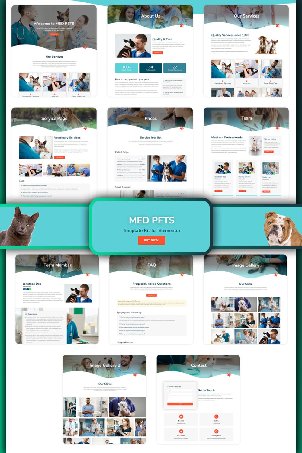 Professionals team of Med pets template kit for elementor.