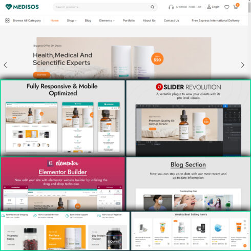 Images preview medisos pharmacy amp drug and medical store woocommerce theme.