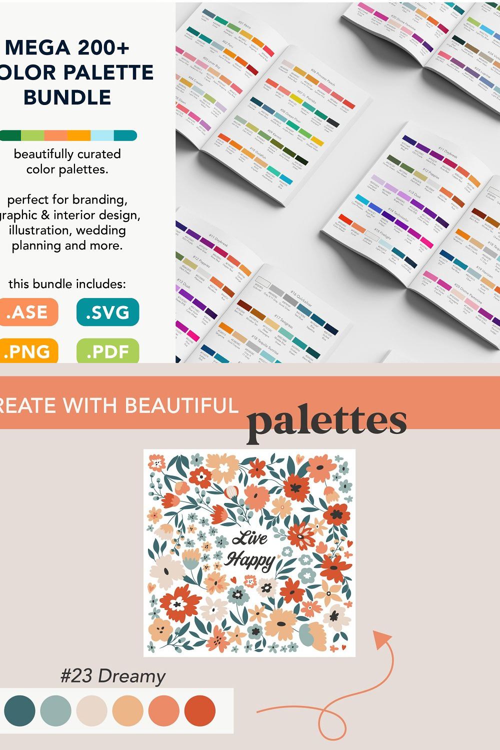 Illustrations mega 200 color palette bundle of pinterest.