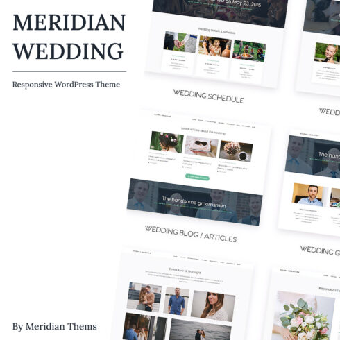 Images preview meridian wedding responsive wordpress theme.