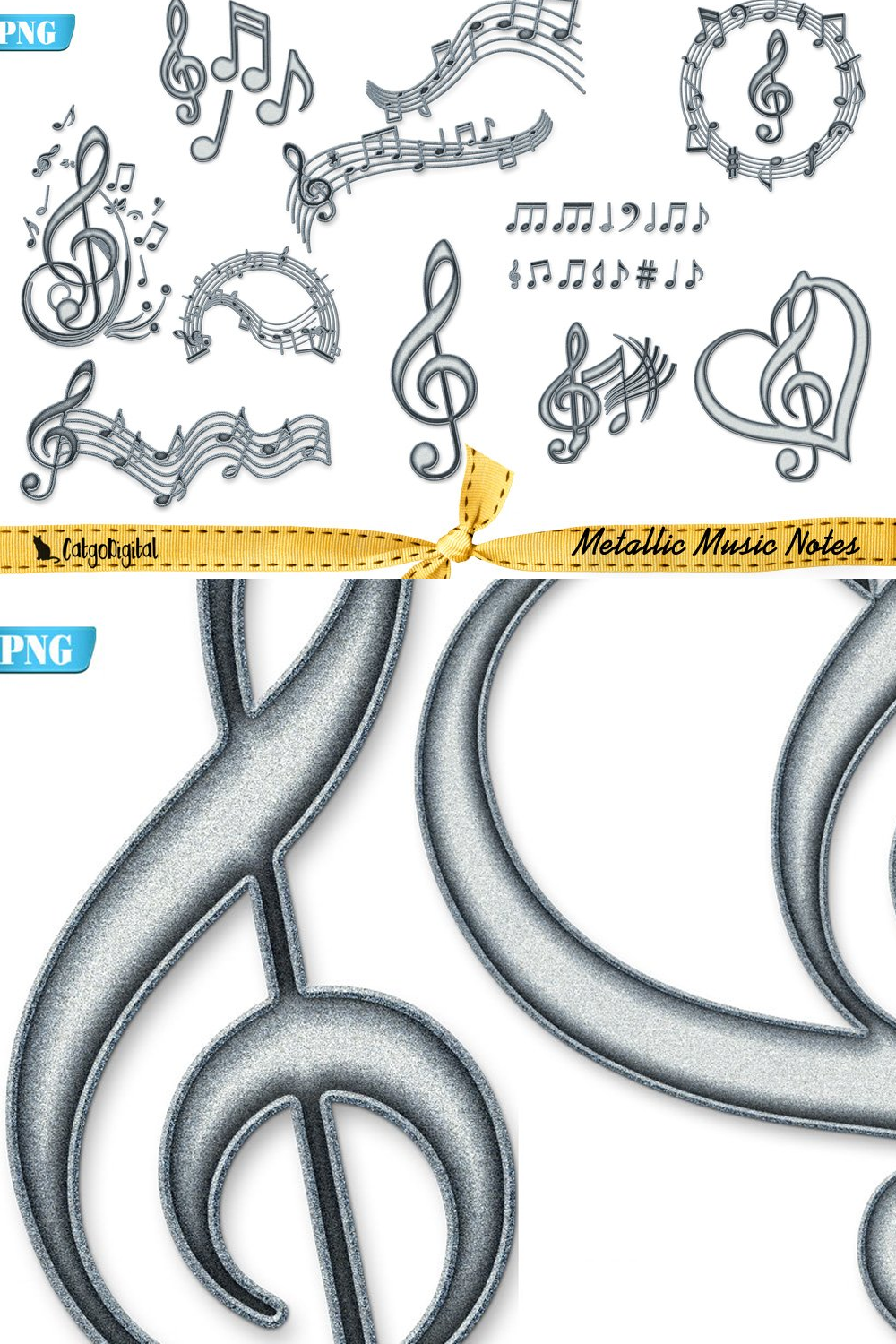 Illustrtions metallic music notes 10 png files of pinterest.