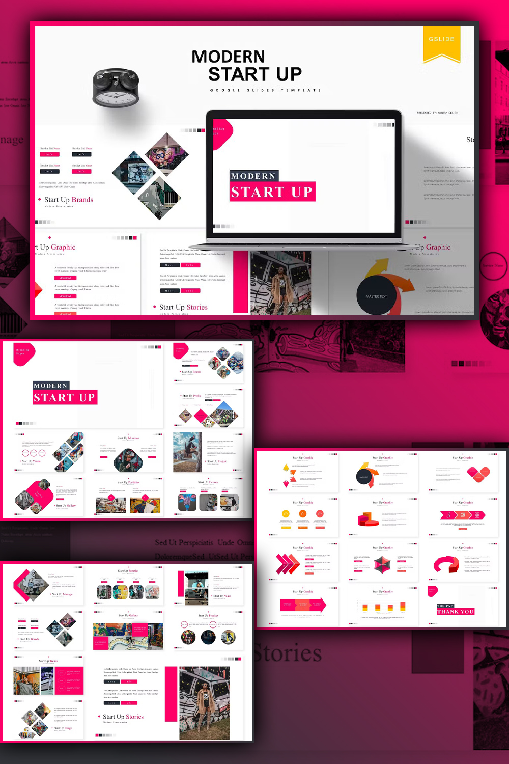 Illustrations modern start up google slides template of pinterest.