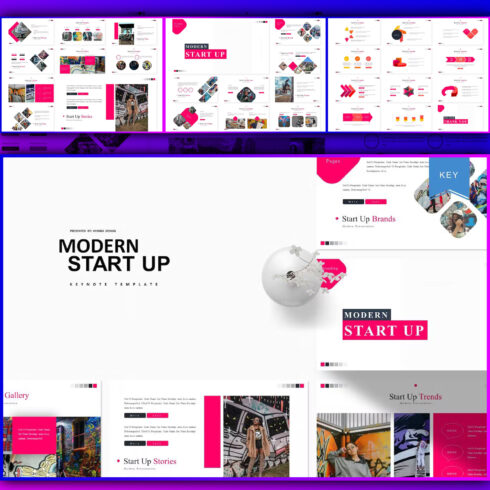 Images preview modern start up keynote template.