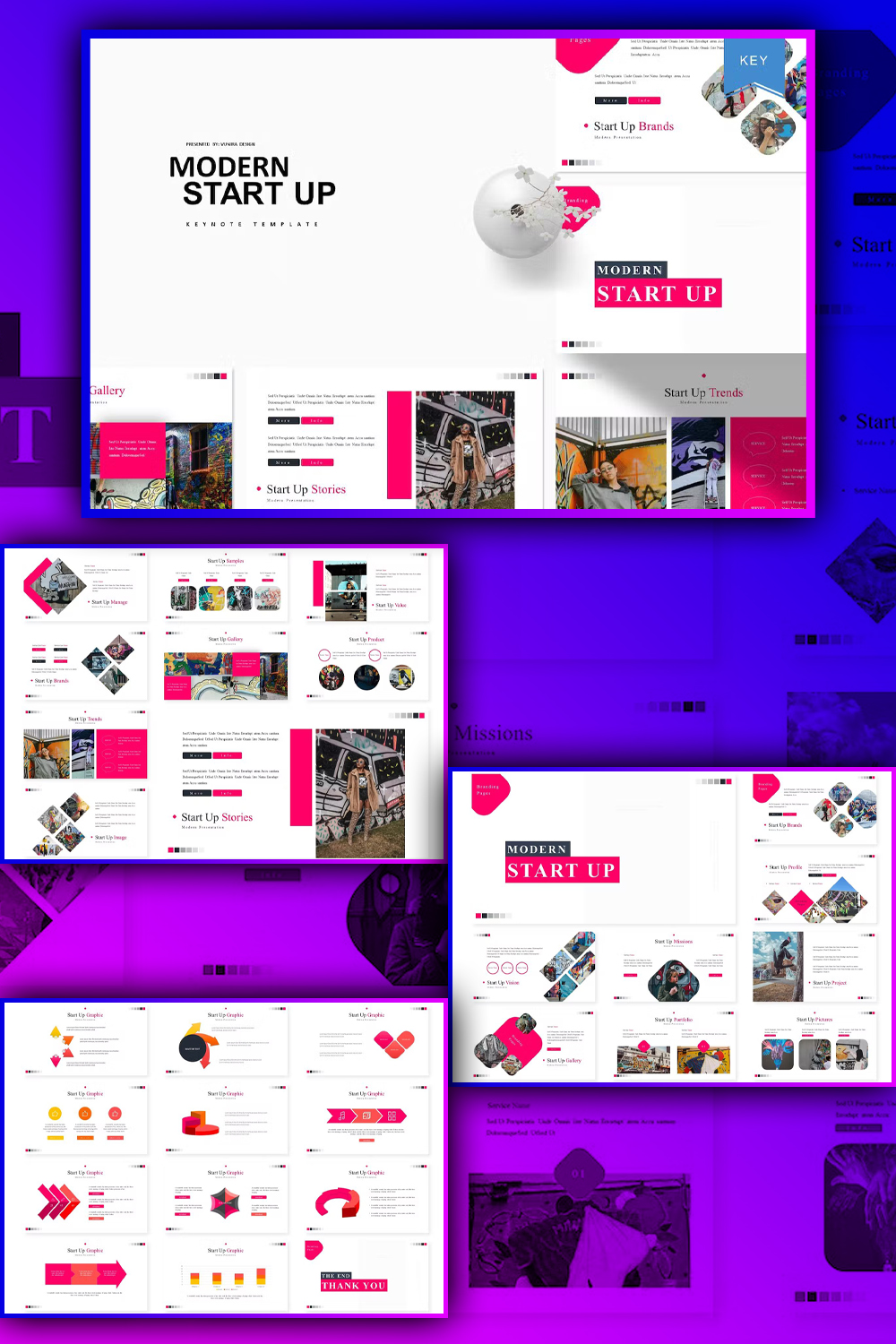 Illustrations modern start up keynote template of pinterest.