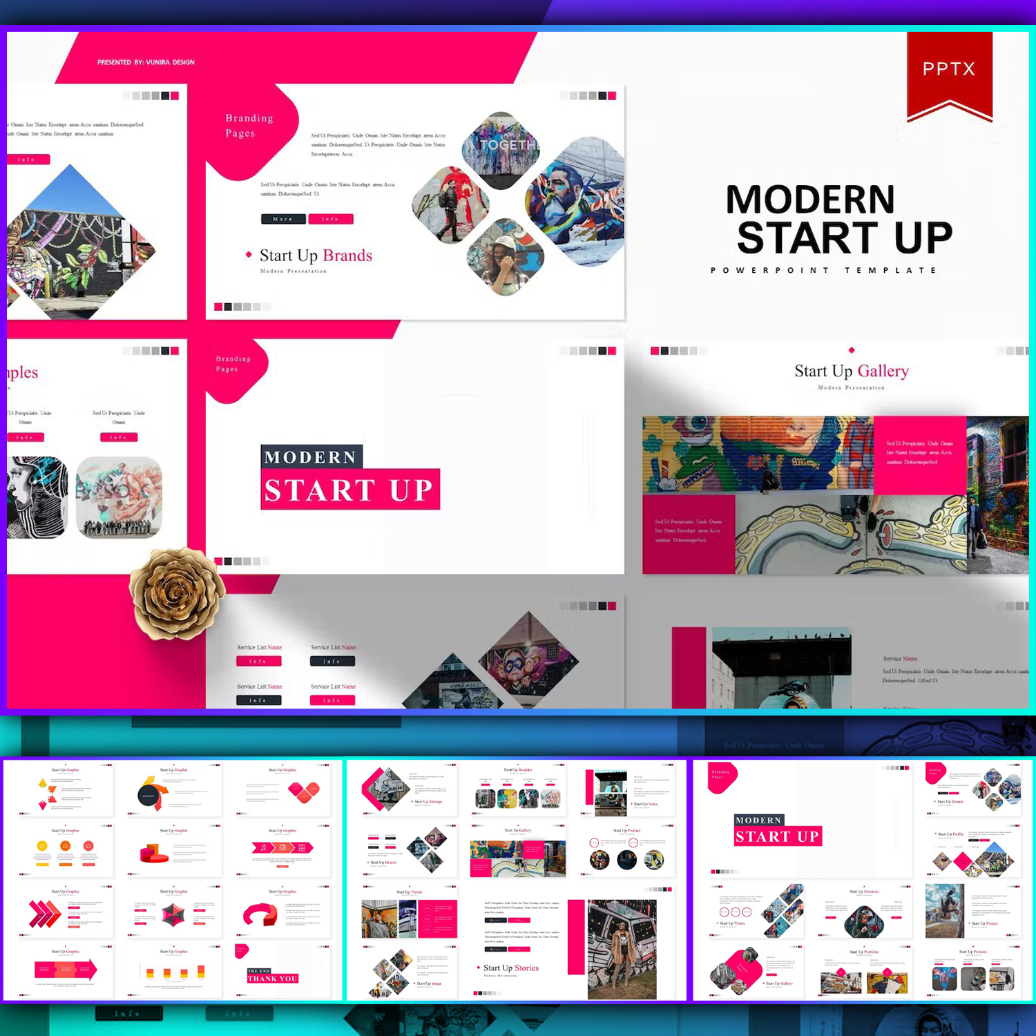 Images preview modern start up powerpoint template.
