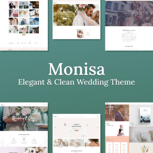 Images preview monisa elegant clean wedding theme.