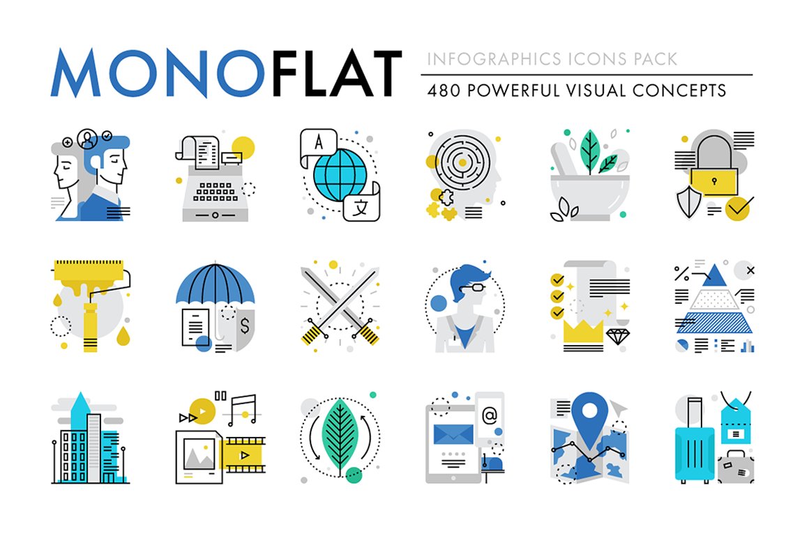Title monoflat infographics icons preview.