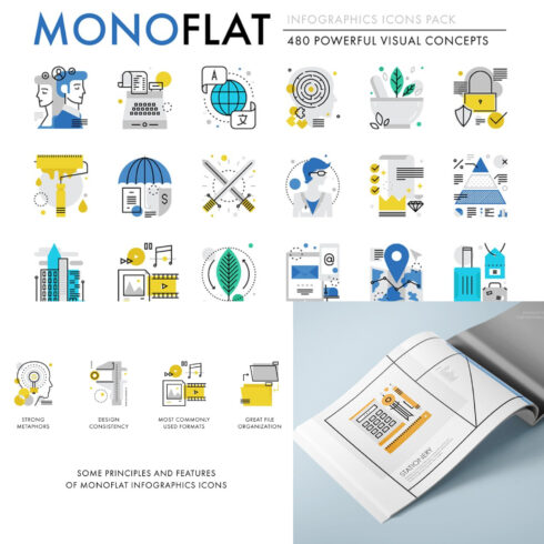 Images preview monoflat infographics icons.
