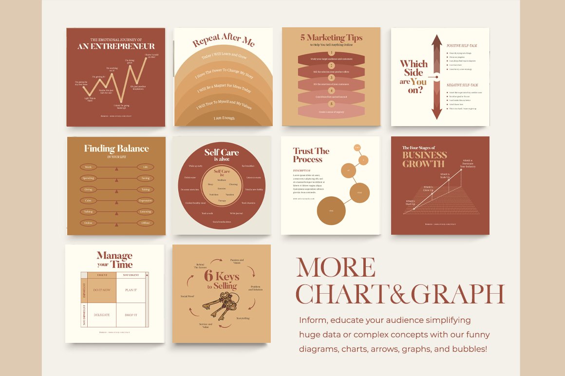 Various charts for information delivery.