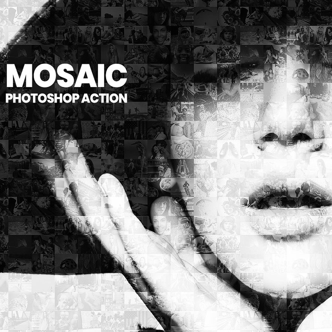 Preview images mosaic photo photoshop action.