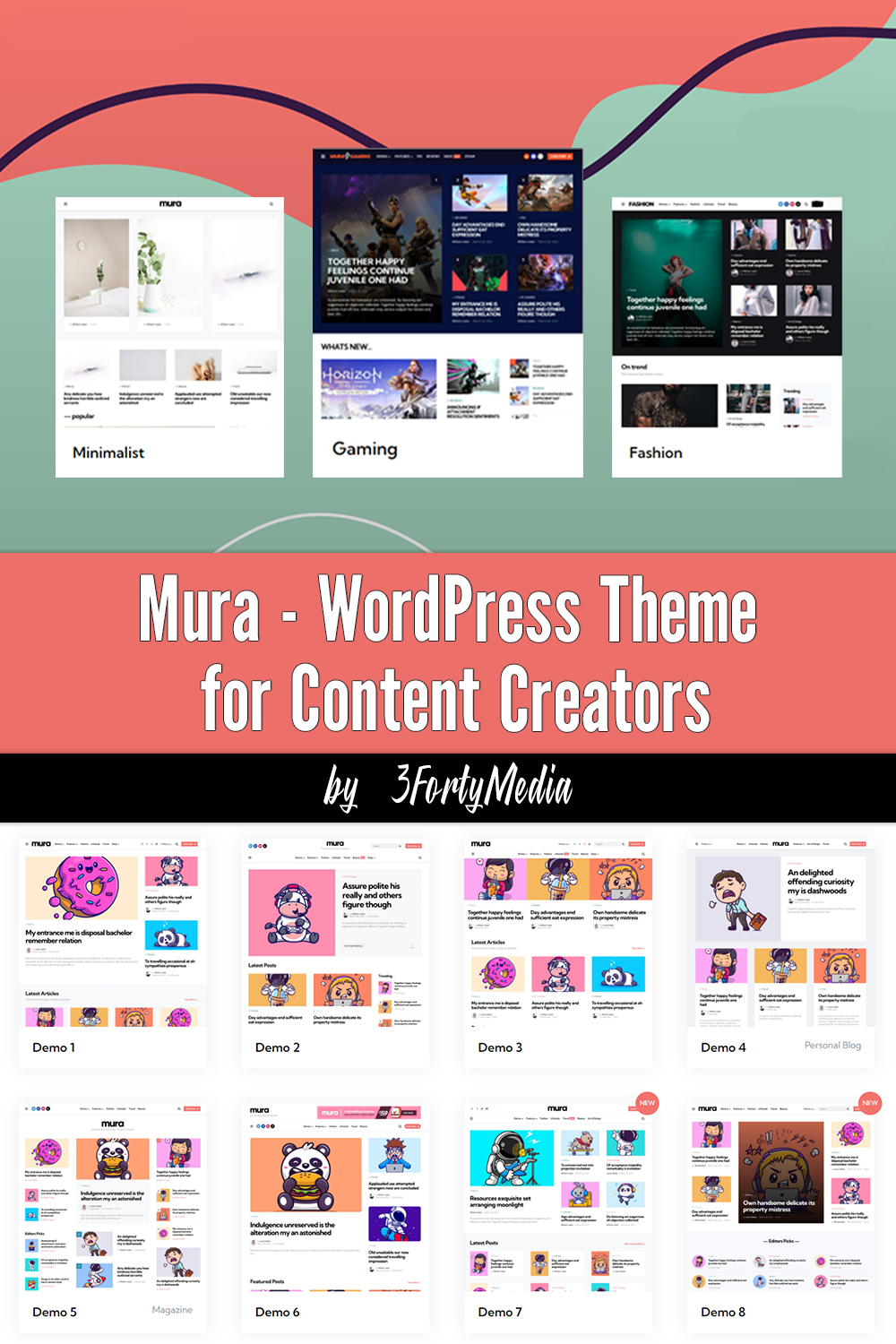 Pinterest illustrations mura wordpress theme for content creators.