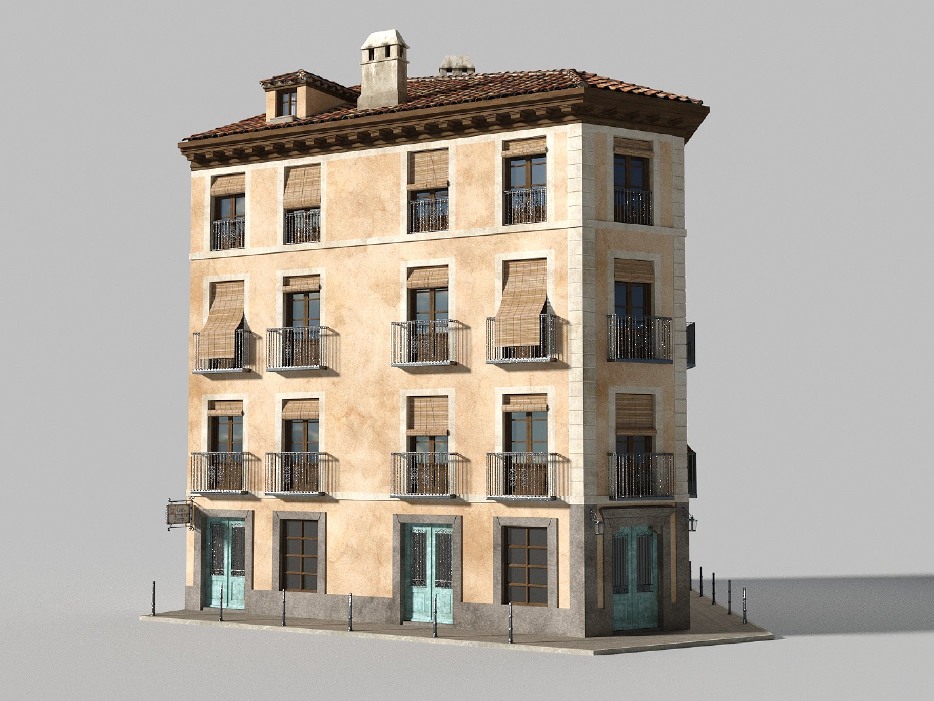 Illustrations with old spanish house.