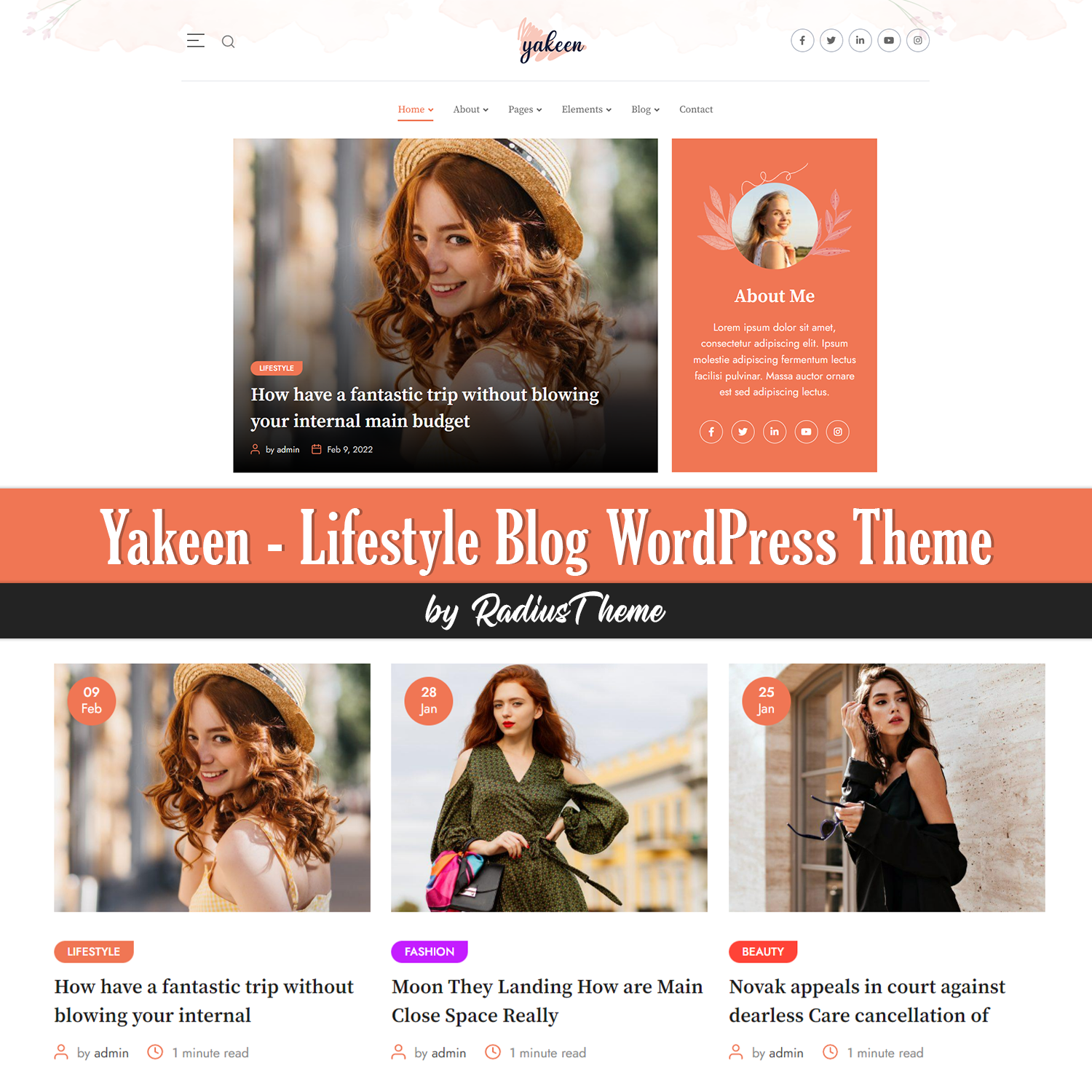 Three articles of Yakeen - Lifestyle Blog WordPress Theme.